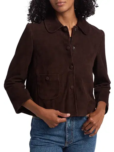 ba & sh Women's Milos Leather Jacket - Chocolate | Thumbnail 6