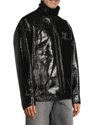 Courrèges Men's Iconic Vinyl Oversize Jacket - Black | Thumbnail 4