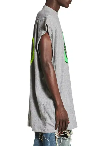 Balenciaga Men's Hi There + Dripley Sleeveless T-Shirt - Heather Grey - Size XL | Thumbnail 3