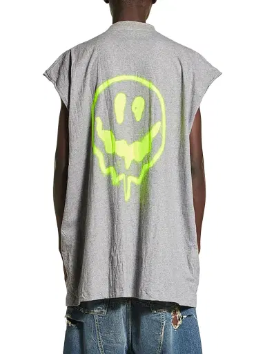 Balenciaga Men's Hi There + Dripley Sleeveless T-Shirt - Heather Grey - Size XL | Thumbnail 4