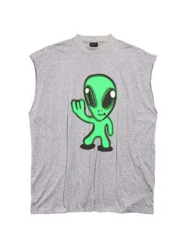 Balenciaga Men's Hi There + Dripley Sleeveless T-Shirt - Heather Grey - Size XL | Thumbnail 1