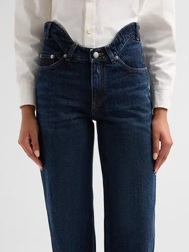Jean Paul Gaultier Women's Curvy Waist Straight-Leg Jeans - Indigo | Thumbnail 5