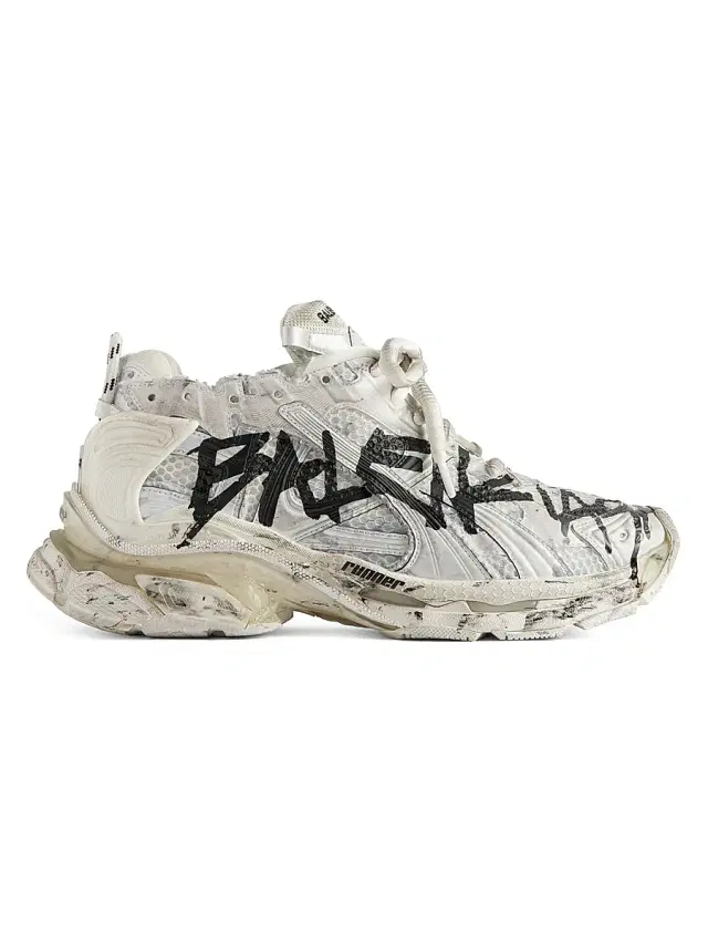 Balenciaga Men's Runner Graffiti Sneakers - White