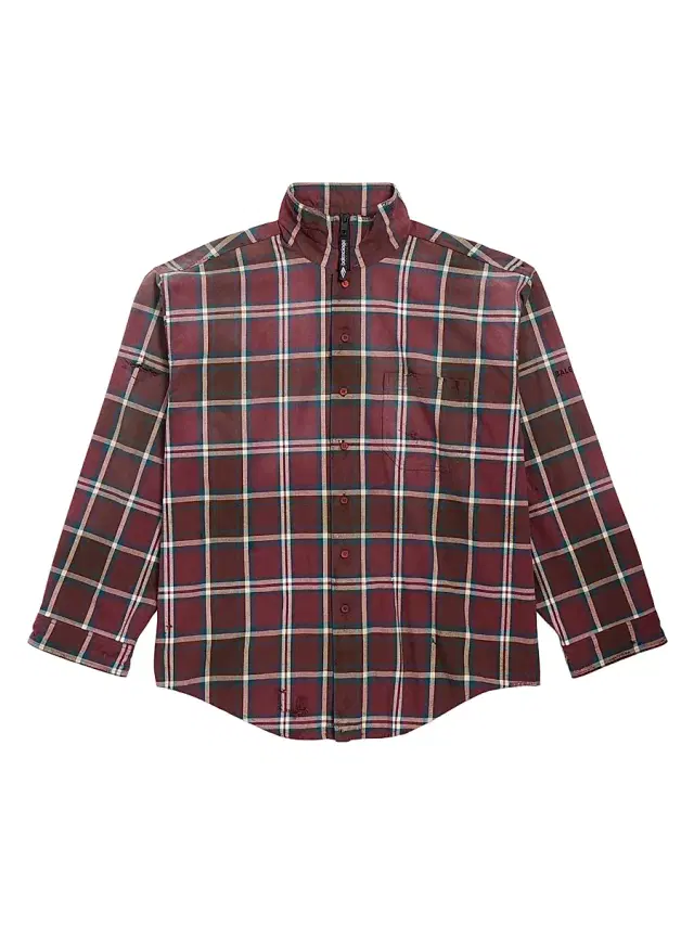 Balenciaga Men's Zip-Up Shirt - Burgundy