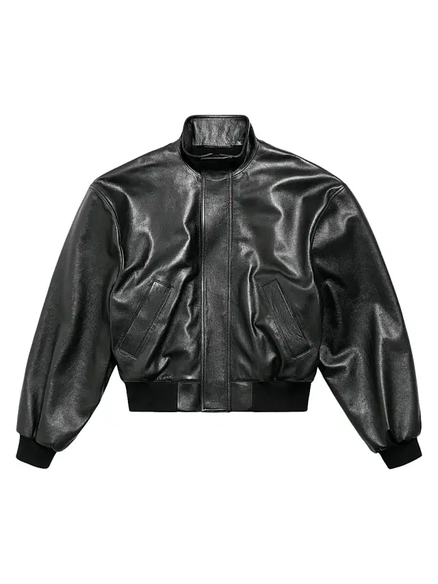 Balenciaga Men's Blouson Leather Jacket - Black