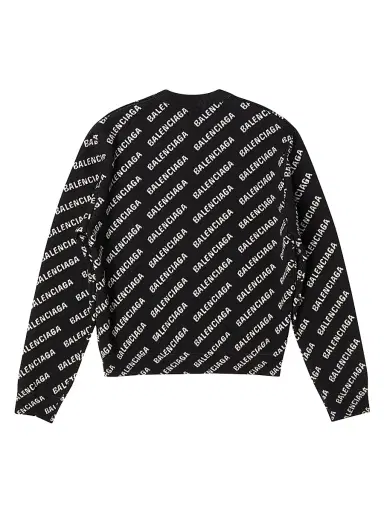 Balenciaga Women's Mini Allover Logo Sweater - Black White | Thumbnail 2 Balenciaga Women's Mini Allover Logo Sweater - Black White | Thumbnail 2