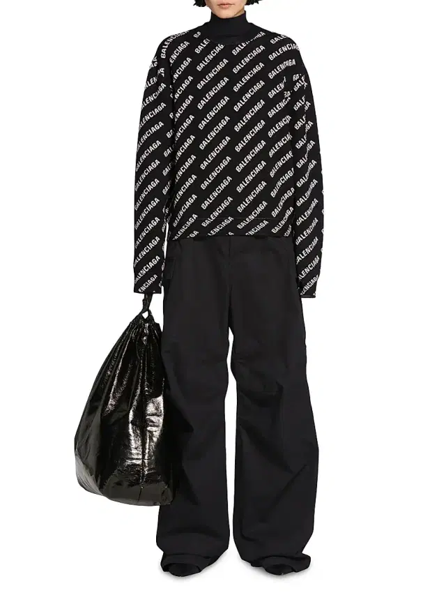 Balenciaga Women's Mini Allover Logo Sweater - Black White
