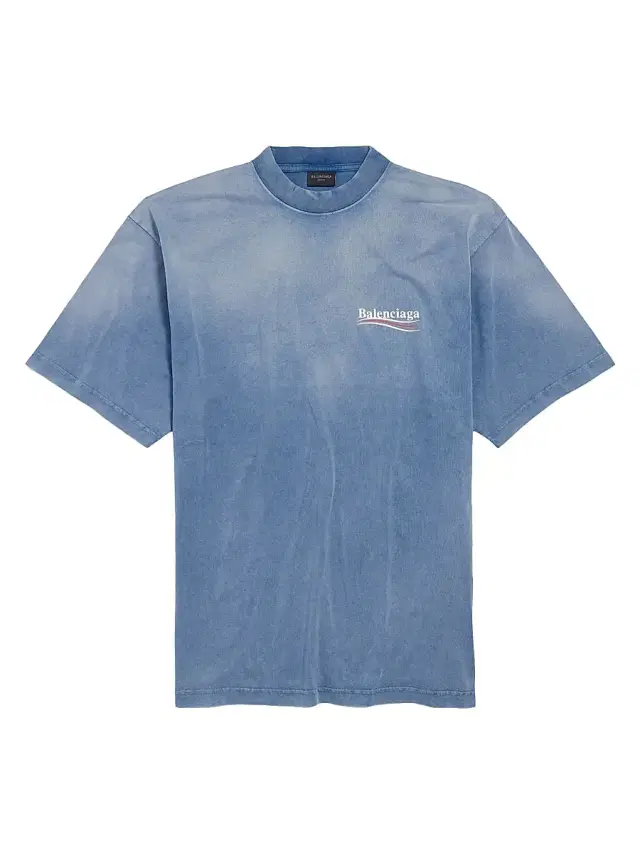 Balenciaga Men's Political Campaign Medium Fit T-Shirt - Faded Blue