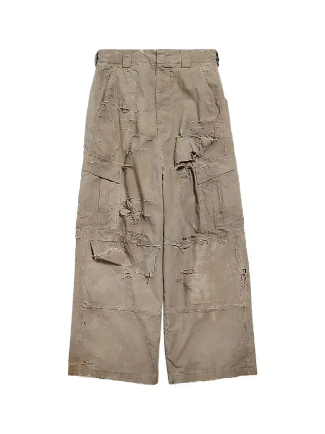 Balenciaga Men's Distressed Large Cargo Pants - Dark Beige