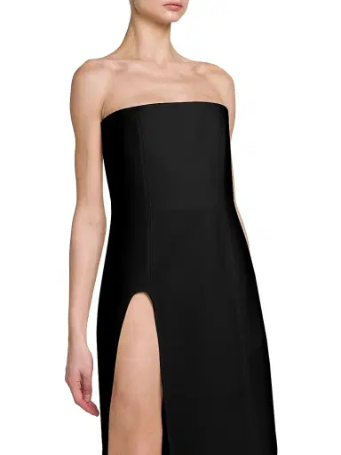 Stella McCartney Women's Wool U-Slit Strapless Gown - Black | Thumbnail 6 Stella McCartney Women's Wool U-Slit Strapless Gown - Black | Thumbnail 6