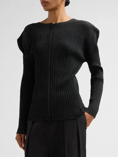 Issey Miyake Women's Box Shoulder Pleats Cardigan - Black - Size Small | Thumbnail 4 Issey Miyake Women's Box Shoulder Pleats Cardigan - Black - Size Small | Thumbnail 4