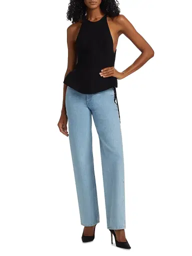 Mugler Women's Lace-Up Mid-Rise Slim Jeans - Medium Blue | Thumbnail 2