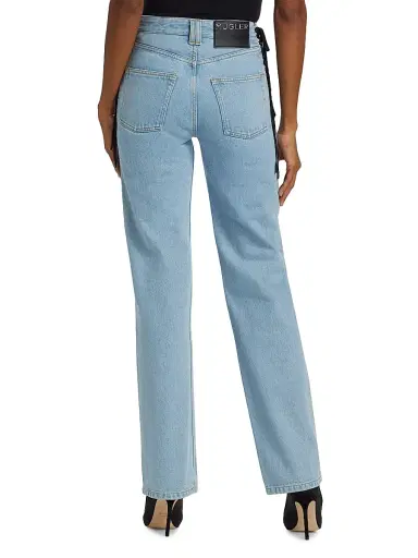 Mugler Women's Lace-Up Mid-Rise Slim Jeans - Medium Blue | Thumbnail 5