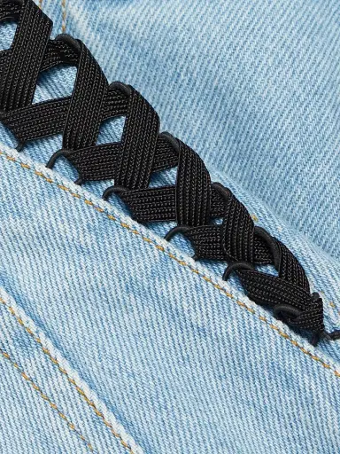 Mugler Women's Lace-Up Mid-Rise Slim Jeans - Medium Blue | Thumbnail 7