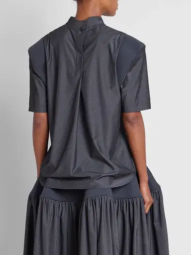 Issey Miyake Women's Mute Shoulder-Insert Top - Charcoal - Size Small | Thumbnail 3
