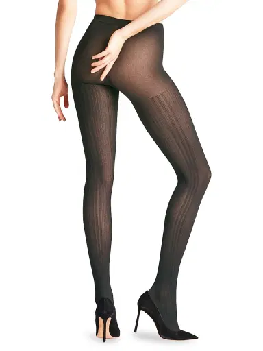 Falke Women's Prime Ribbed Semi-Sheer Tights - Anthracite | Thumbnail 3 Falke Women's Prime Ribbed Semi-Sheer Tights - Anthracite | Thumbnail 3