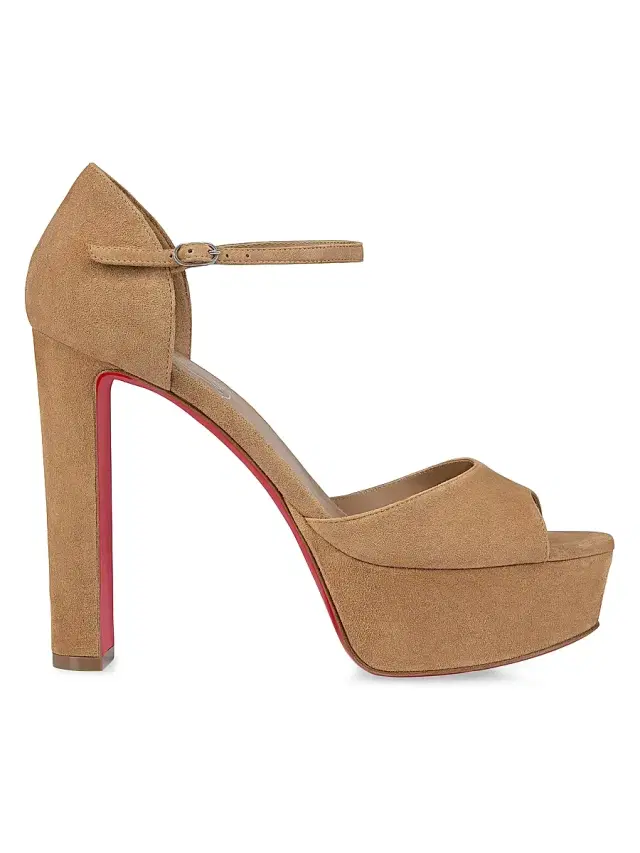 Christian Louboutin Women's Sandaloo 130MM Veau Velours Platform Sandals - Lionne