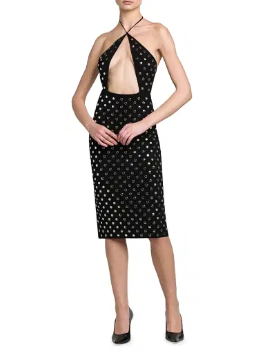 Stella McCartney Women's Studded Cut-Out Halter Midi-Dress | Thumbnail 2 Stella McCartney Women's Studded Cut-Out Halter Midi-Dress | Thumbnail 2