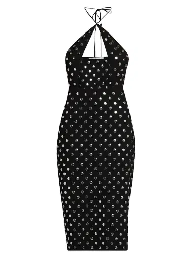 Stella McCartney Women's Studded Cut-Out Halter Midi-Dress | Thumbnail 1 Stella McCartney Women's Studded Cut-Out Halter Midi-Dress | Thumbnail 1