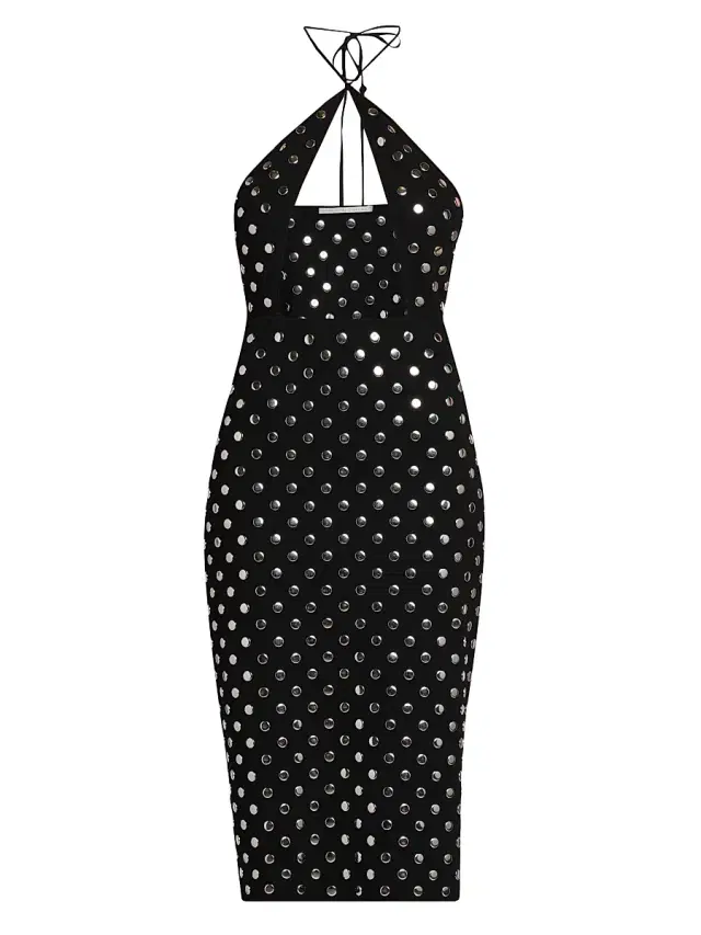 Stella McCartney Women's Studded Cut-Out Halter Midi-Dress - Black