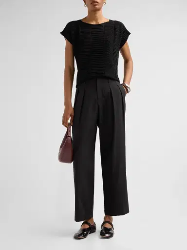 Issey Miyake Women's Column Knit Short-Sleeve Top - Black - Size Small | Thumbnail 2