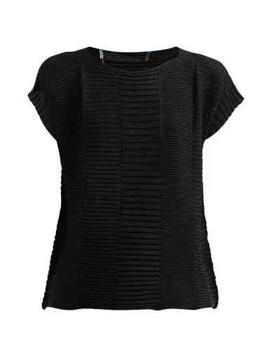 Issey Miyake Women's Column Knit Short-Sleeve Top - Black - Size Small | Thumbnail 1