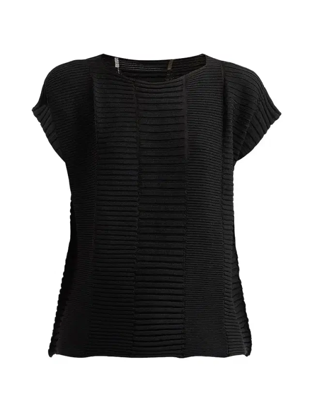 Issey Miyake Women's Column Knit Short-Sleeve Top - Black