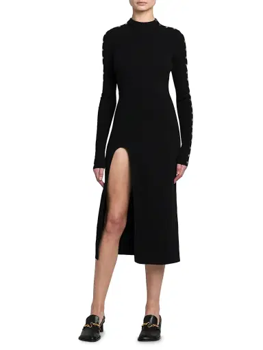 Stella McCartney Women's Studded Compact Knit Midi-Dress - Black | Thumbnail 2