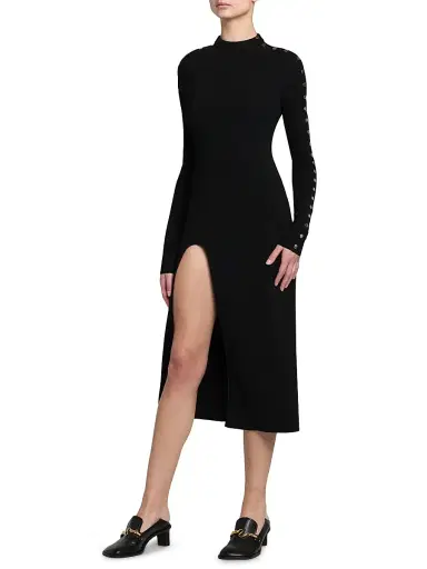 Stella McCartney Women's Studded Compact Knit Midi-Dress - Black | Thumbnail 3