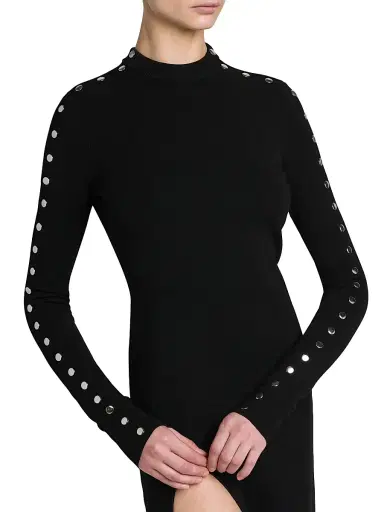 Stella McCartney Women's Studded Compact Knit Midi-Dress - Black | Thumbnail 5