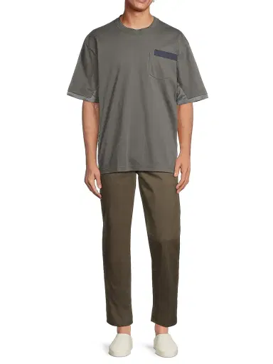 Sacai Men's Cotton Mixed-Media T-Shirt | Thumbnail 2 Sacai Men's Cotton Mixed-Media T-Shirt | Thumbnail 2
