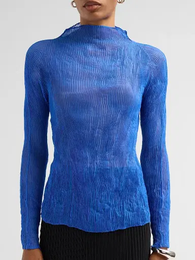 Issey Miyake Women's Chiffon Twist Rib-Knit Top | Thumbnail 5 Issey Miyake Women's Chiffon Twist Rib-Knit Top | Thumbnail 5