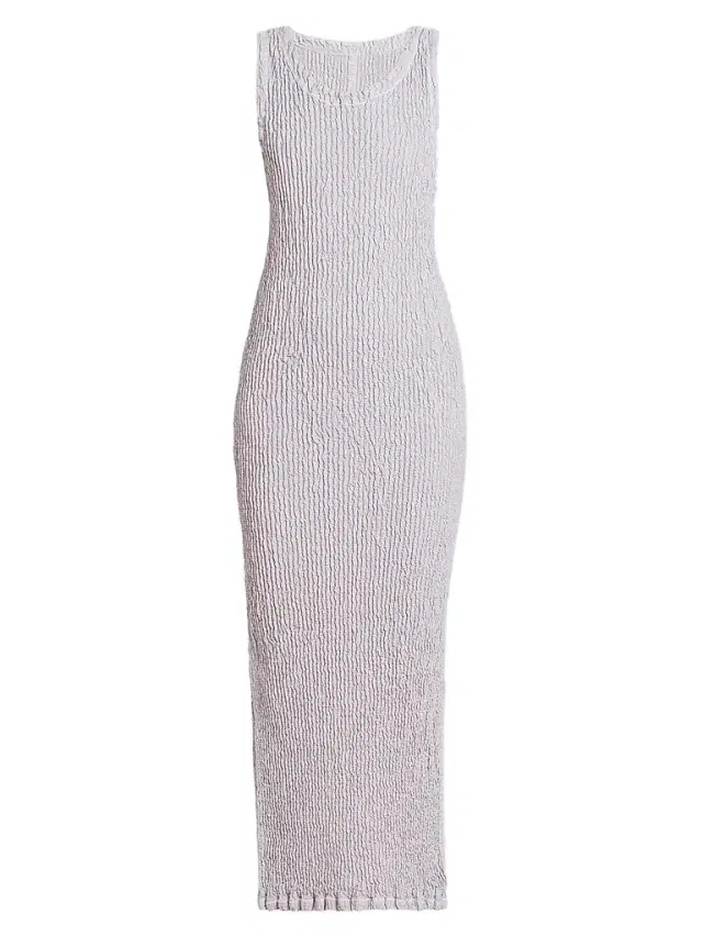 Issey Miyake Women's Wavelet Ensemble Textured Sheath Maxi Dress - Light Gray