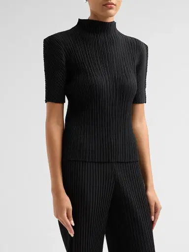 Issey Miyake Women's Box Shoulder Pleats Top - Black - Size XS | Thumbnail 4