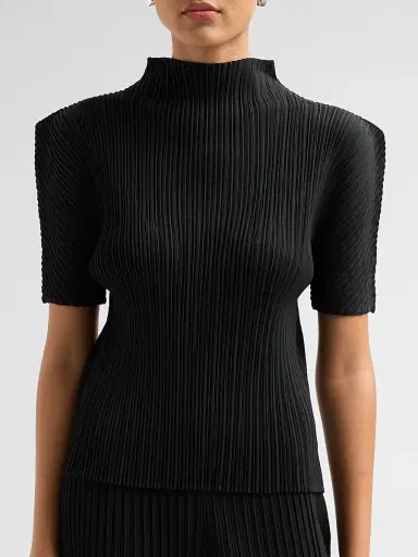 Issey Miyake Women's Box Shoulder Pleats Top - Black - Size XS | Thumbnail 5
