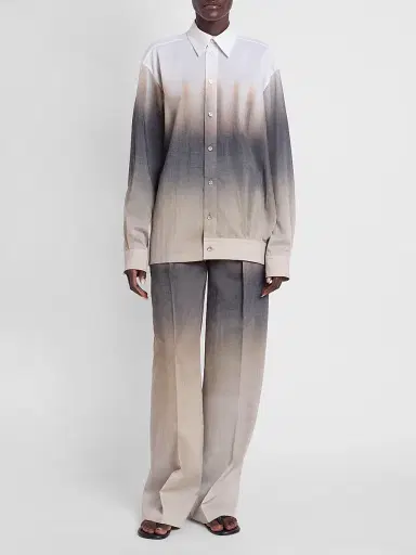 Issey Miyake Women's Plumage Ombré Button-Front Shirt - Chukar - Size Small | Thumbnail 2