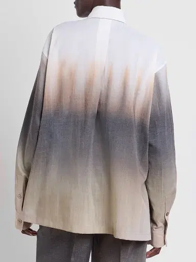 Issey Miyake Women's Plumage Ombré Button-Front Shirt - Chukar - Size Small | Thumbnail 3