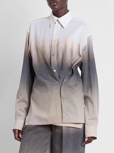 Issey Miyake Women's Plumage Ombré Button-Front Shirt - Chukar - Size Small | Thumbnail 4