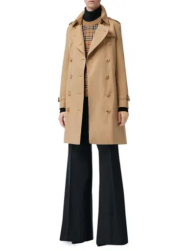 Burberry Women's Kensington Belted Double-Breasted Trench Coat - Honey | Thumbnail 2