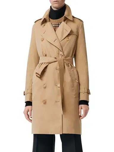 Burberry Women's Kensington Belted Double-Breasted Trench Coat - Honey | Thumbnail 1