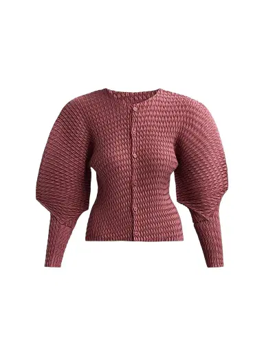 Issey Miyake Women's Sleek Pleats Cardigan - Burgundy - Size 2 | Thumbnail 1