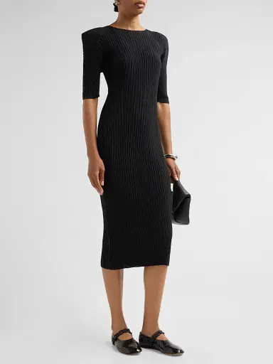 Issey Miyake Women's Box Shoulder Pleats Midi Dress | Thumbnail 4 Issey Miyake Women's Box Shoulder Pleats Midi Dress | Thumbnail 4