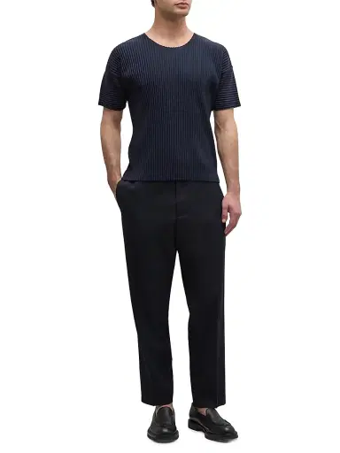Homme Plissé Issey Miyake Men's Basics Pleated Crewneck T-Shirt - Navy - Size Large | Thumbnail 2 Homme Plissé Issey Miyake Men's Basics Pleated Crewneck T-Shirt - Navy - Size Large | Thumbnail 2