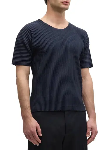 Homme Plissé Issey Miyake Men's Basics Pleated Crewneck T-Shirt - Navy - Size Large | Thumbnail 3 Homme Plissé Issey Miyake Men's Basics Pleated Crewneck T-Shirt - Navy - Size Large | Thumbnail 3