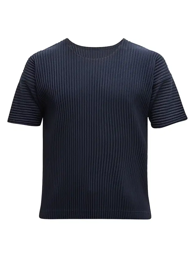 Homme Plissé Issey Miyake Men's Basics Pleated Crewneck T-Shirt - Navy