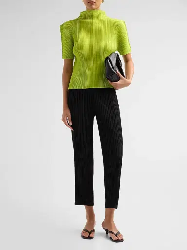 Issey Miyake Women's Box Shoulder Pleats Top | Thumbnail 2