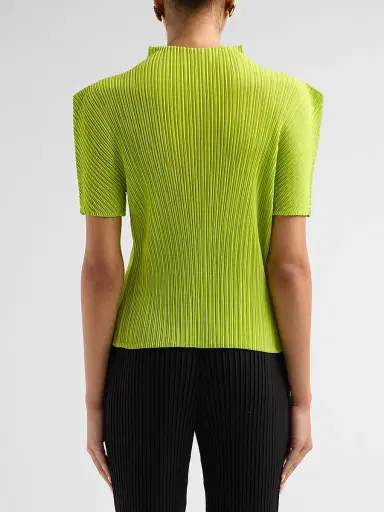 Issey Miyake Women's Box Shoulder Pleats Top - Parakeet Green - Size XS | Thumbnail 3 Issey Miyake Women's Box Shoulder Pleats Top - Parakeet Green - Size XS | Thumbnail 3