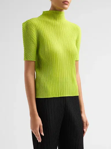Issey Miyake Women's Box Shoulder Pleats Top - Parakeet Green - Size XS | Thumbnail 4 Issey Miyake Women's Box Shoulder Pleats Top - Parakeet Green - Size XS | Thumbnail 4