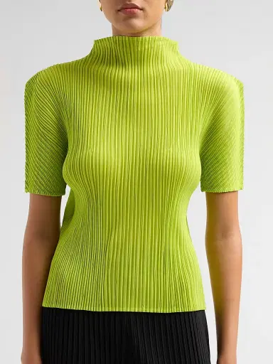 Issey Miyake Women's Box Shoulder Pleats Top - Parakeet Green - Size XS | Thumbnail 5 Issey Miyake Women's Box Shoulder Pleats Top - Parakeet Green - Size XS | Thumbnail 5