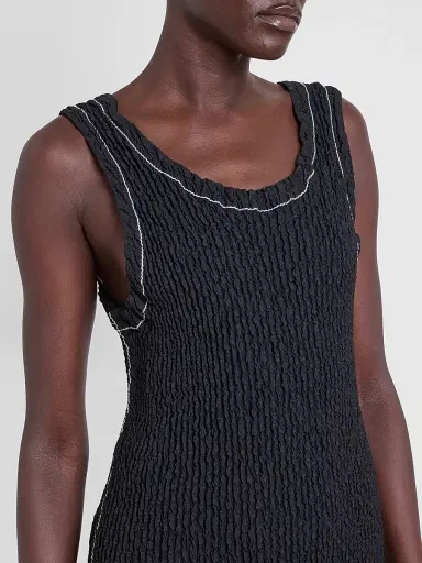 Issey Miyake Women's Wavelet Ensemble Textured Sheath Maxi Dress - Black - Size Small | Thumbnail 5